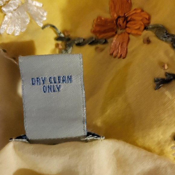 Anthropologie Odille Floral Embroidered Hem Yellow Tank Medium - Picture 11 of 11